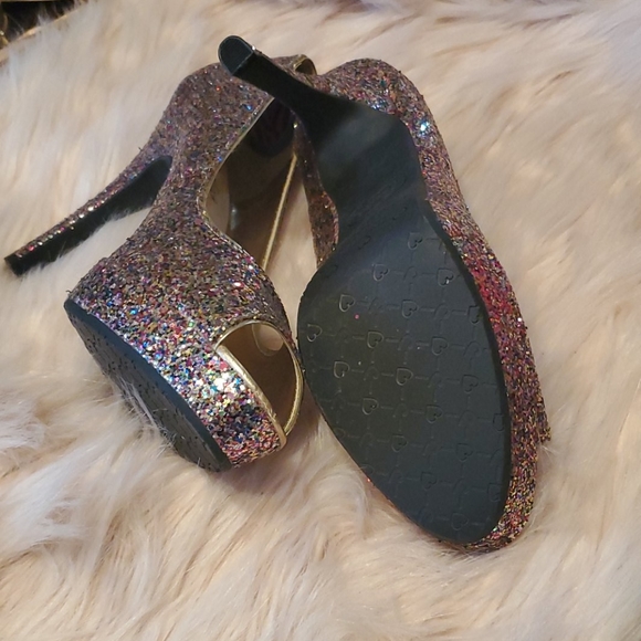 Candies size 9.5 multi glitter sparkle heel - Picture 2 of 8